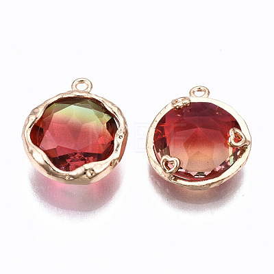 Two-Tone Faceted Glass Charms X-GLAA-S193-032C-1