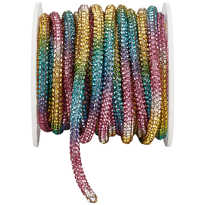 7.1 Yards Glass Rhinestone Synthetic Rubber Round Cord DIY-GF0013-74B-1
