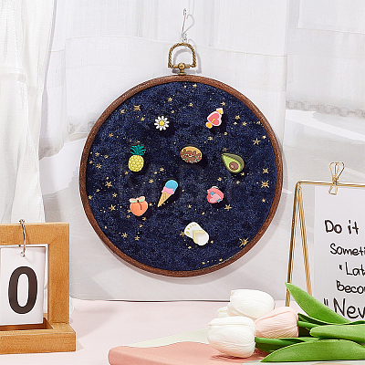 Flat Round Polyester & Acrylic Wall Mounted Brooch Organizer Display Boards AJEW-WH20006-30B-1