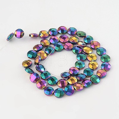 Electroplated Non-magnetic Synthetic Hematite Flat Round Bead Strands G-L368-06B-1