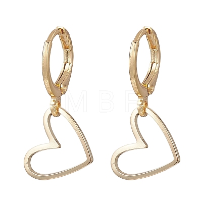 Brass Heart Pendants Leverback Earrings EJEW-JE06900-1