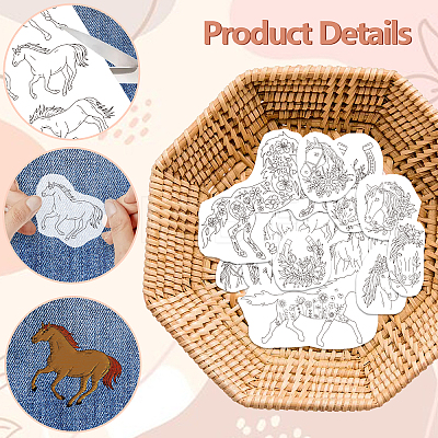 4 Sheets 11.6x8.2 Inch Stick and Stitch Embroidery Patterns DIY-WH0455-155-1