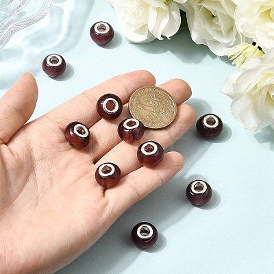Handmade Silver Foil Glass European Beads LPDL-R008-02-1