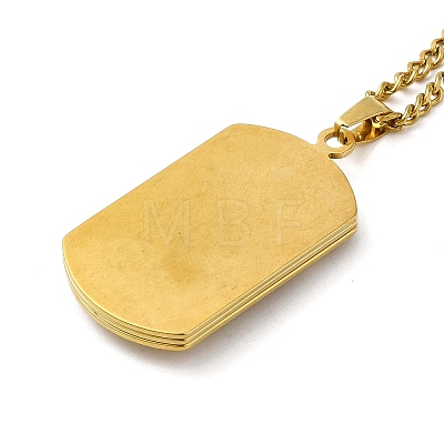 Jesus Rectangle Tag 201 Stainless Steel Pendant Necklace with Iron Box Chains NJEW-D048-07G-1