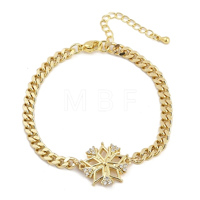 Brass Micro Pave Clear Cubic Zirconia Link Bracelets BJEW-M050-03G-03-1