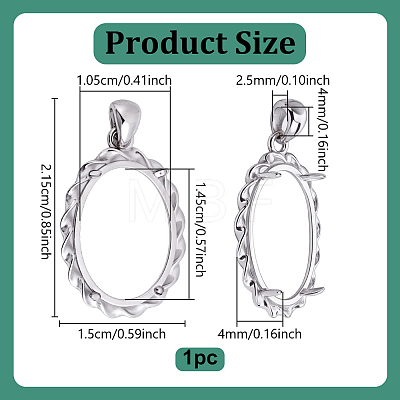 1Pc 925 Sterling Silver Pendant Cabochon Settings STER-GA0001-45-1