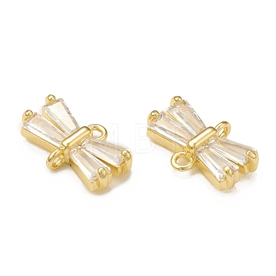 Brass Clear Glass Connector Charms KK-P228-73G-1
