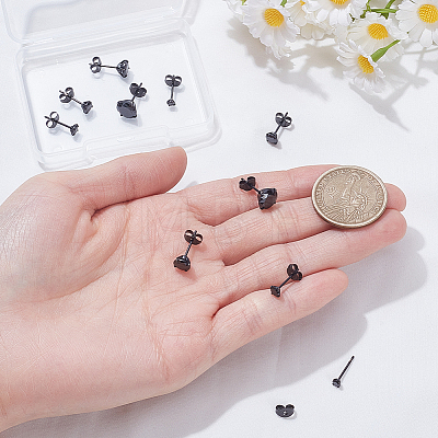 10Pcs 5 Styles 304 Stainless Steel Stud Earrings EJEW-SC0002-28-1