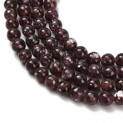 Natural Lepidolite/Purple Mica Stone Beads Strands G-H335-B03-4mm-A-1