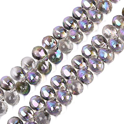 Electroplate Baking Paint Transparent Glass Beads Strands GL-N005-02A-C10-1