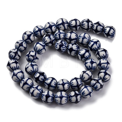 Handmade Blue and White Porcelain Beads Strands PORC-I027-03I-1