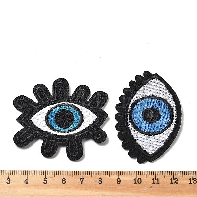 30Pcs 6 Style Eye & Eyelash Polyester Embroidery Cloth Iron on/Sew on Patches PATC-FG0001-51-1