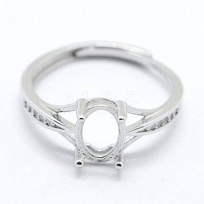 Rhodium Plated 925 Sterling Silver Finger Ring Components STER-G027-17P-1