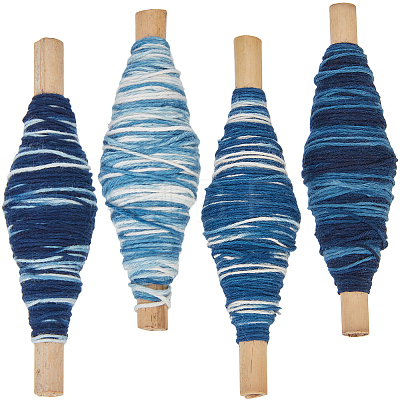 4 Rolls 4 Colors Tie-Dyed Round Cotton Cord WCOR-CY0001-03-1