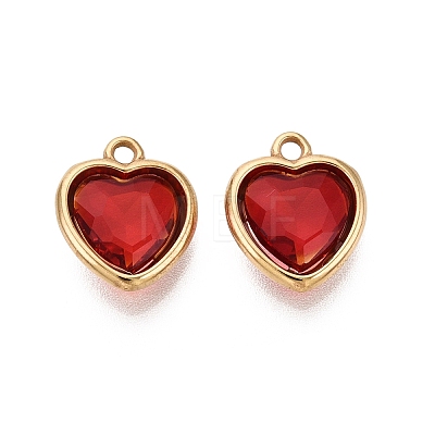 Valentine's Day 304 Stainless Steel with Glass Charms STAS-Q119-01G-02-1