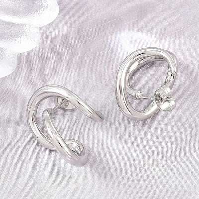 Irregular 304 Stainless Steel Stud Earrings SA-CBABBA6-02P-1