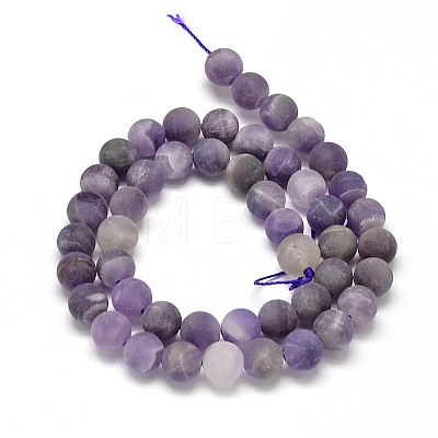 Frosted Natural Amethyst Round Bead Strands X-G-L357-8mm-07-1