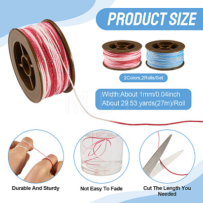 2 Rolls 2 Colors Segment Dyed Round Polyester Twisted Cords OCOR-TA0003-59D-1
