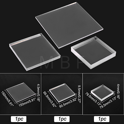   3Pcs 3 Style Transparent Acrylic Display Base TACR-PH0001-42-1