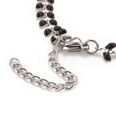 Enamel Wheat Link Chain Necklace NJEW-P220-02P-01-1