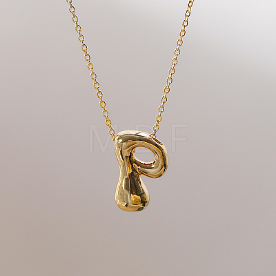 Brass Chunky Initial Pendant Necklaces WG97A63-16-1