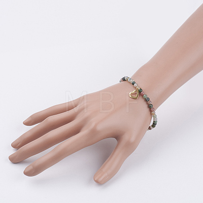 Natural Gemstone Beaded Stretch Bracelets BJEW-JB03543-1