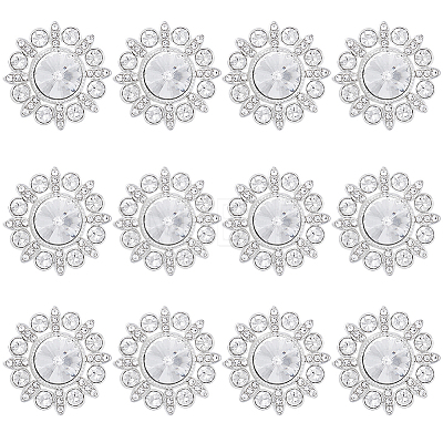 12Pcs Alloy Rhinestone Shank Buttons BUTT-GF0003-67-1