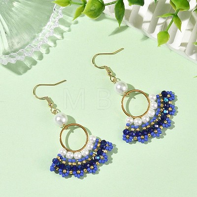 Glass Braided Beads Dangle Earrings EJEW-MZ00747-03-1