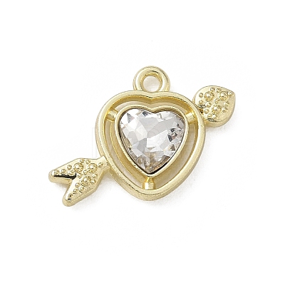 Alloy Rhinestone Pendants Heart with Arrow Charms RB-CBA7D90-03G-1