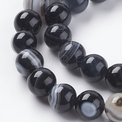 Round Dyed Natural Striped Agate/Banded Agate Beads Strands X-G-G582-8mm-07-1