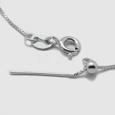 Rhodium Plated 925 Sterling Silver Box Chain Necklaces STER-F039-45cm-13P-1