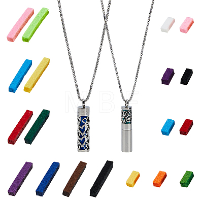 SUPERFINDINGS 2 Sets 2 Style Stainless Steel Perfume Bottle Necklaces Set NJEW-FH0001-08-1