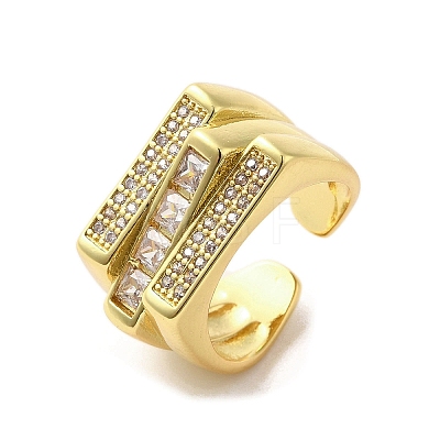 Rack Plating Brass Micro Pave Cubic Zirconia Finger Ring RJEW-C072-30G-1