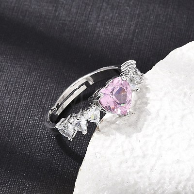 Brass Pave Cubic Zirconia Cuff Open Rings CU-CBA5C10-02P-1