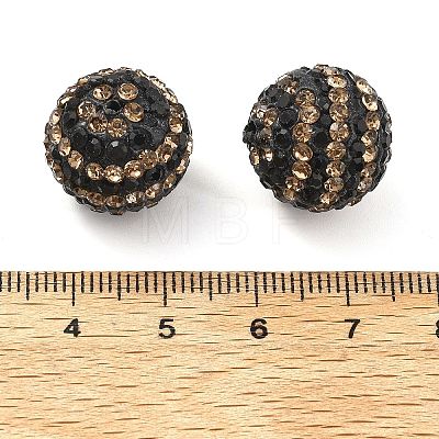 Stripe Pattern Polymer Clay Rhinestone Beads CLAY-NH0001-01G-1