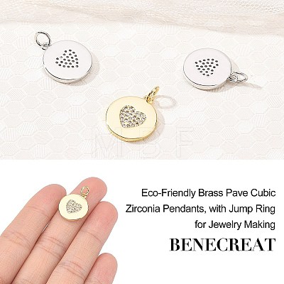 4Pcs 2 Colors Eco-Friendly Brass Micro Pave Cubic Zirconia Pendants ZIRC-BC0001-04-1