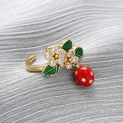 Brass Micro Pave Cubic Zirconia Open Cuff Rings for Women RJEW-U057-16G-1