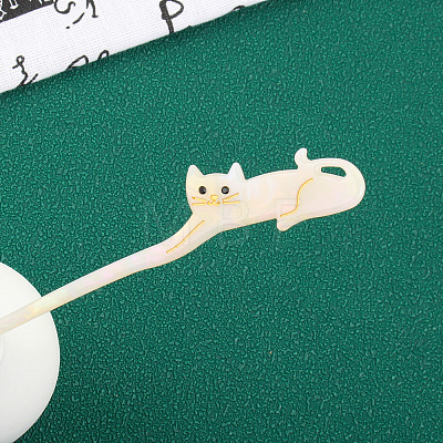 Cute Cat Cellulose Acetate Hair Sticks PW-WGAF884-02-1