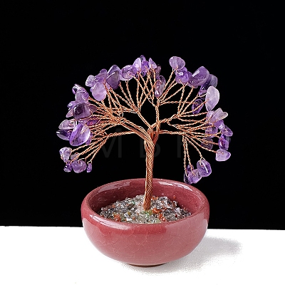 Natural Amethyst Chips Tree of Life Decorations with Bowl Base PW-WG1DC7A-05-1