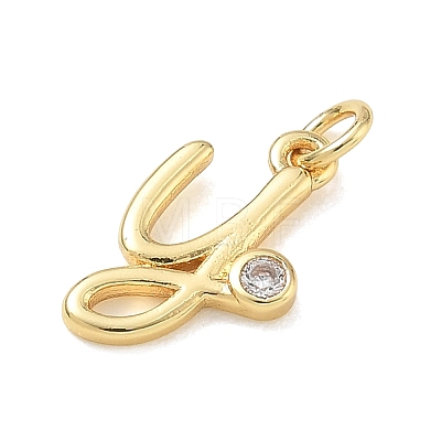Brass Micro Pave Clear Cubic Zirconia Charms KK-D289-66G-Y-1