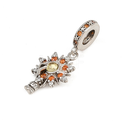 Brass Topaz Rhinestone European Dangle Charms LS-KK-P324-09P-1