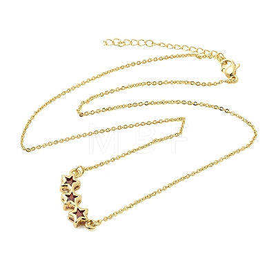 Brass Glass Triple Star Pendant Necklaces KK-CBAB173-03G-11-1