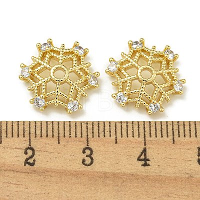 Rack Plating Brass Micro Pave Clear Cubic Zirconia Bead Caps KK-K386-11G-1