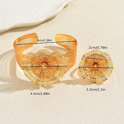 Luxury Iron Bridal 3D Flower Bangles & Rings for Women HI9521-1