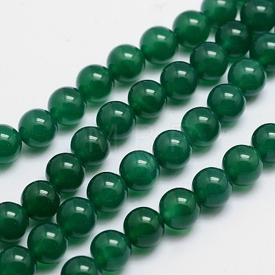 Round Natural Green Onyx Agate Bead Strands G-L419-82-1