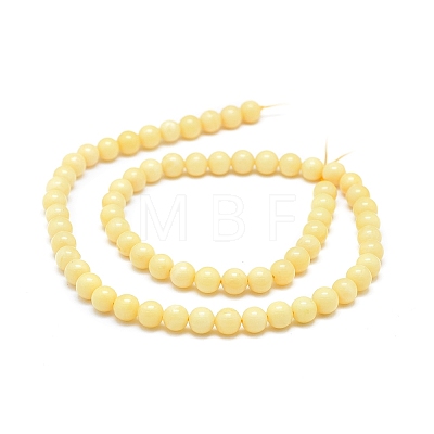 Natural Yellow Jade Beads Strands G-D0010-02-6mm-1