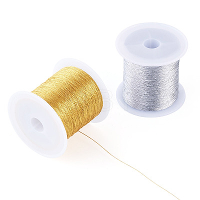 2 Rolls 2 Colors 3-Ply Round PET Metallic Thread MCOR-TA0001-03A-1