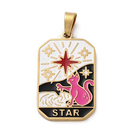 Ion Plating(IP) 304 Stainless Steel Enamel Pendants STAS-Q003-01G-015-1