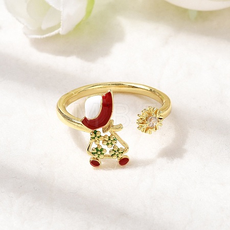 Brass Micro Pave Cubic Zirconia Cuff Rings for Women RJEW-L336-01G-02-1