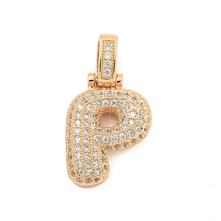 Brass Micro Pave Clear Cubic Zirconia Pendants KK-B099-01G-P-1